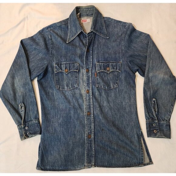 Levis Other - Vintage Levis Shirt Mens Medium Metal Button Denim Orange Tab 60's 70's Thick